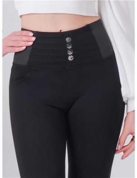 Pantalón skinny punto roma botones banda elástica