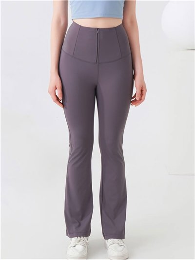 Leggings flare yoga efecto vientre plano con cremallera