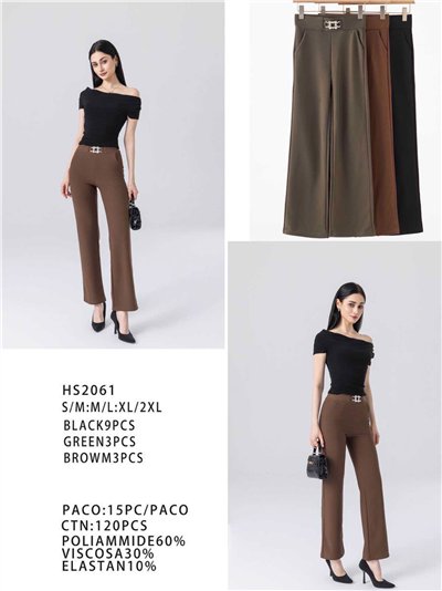 Pantalón recto afelpado detalle metálico 2