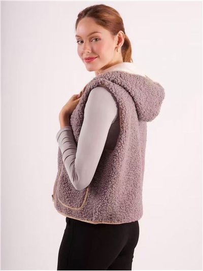 Chaleco borrego capucha