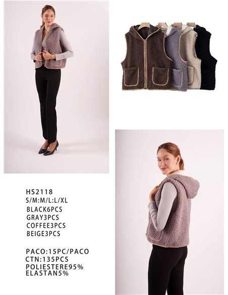 Chaleco borrego capucha