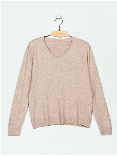 Jersey básico amplio cuello pico