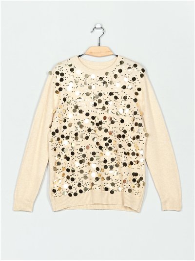 Jersey soft lentejuelas cuello redondo