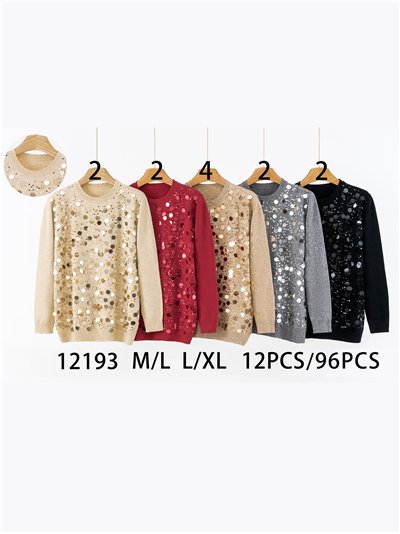 Jersey soft lentejuelas cuello redondo 2