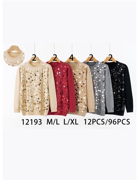 Jersey soft lentejuelas cuello redondo