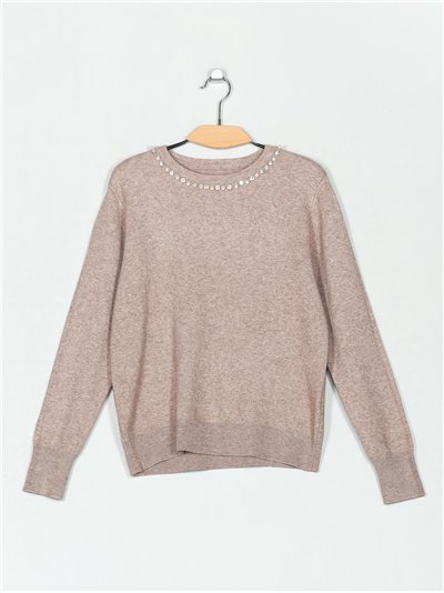 Jersey perlas cuello redondo