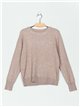 Round neck sweater with pearl beads
