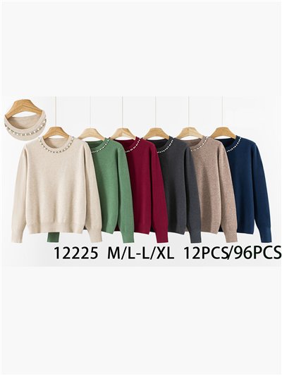 Jersey perlas cuello redondo 2