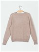 Round neck sweater with pearl beads