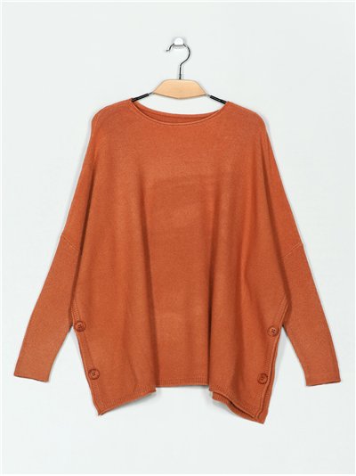 Maxi soft sweater with buttons