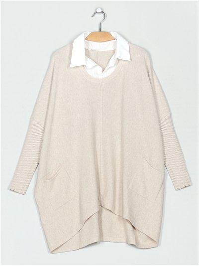 Jersey maxi efecto camisa