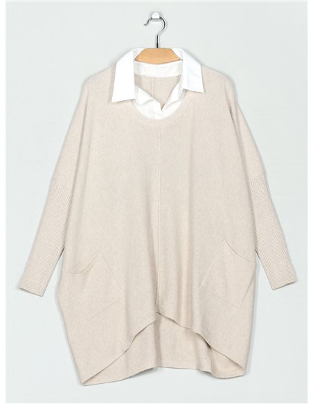 Jersey maxi efecto camisa