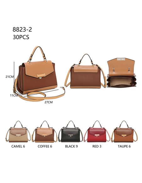 Bolso tote combinado detalle metálico