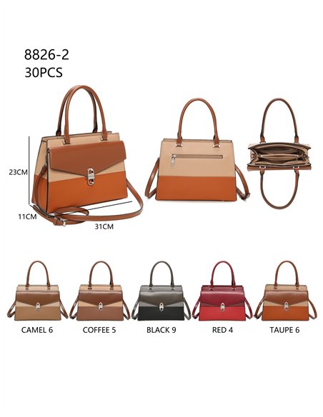 Bolso tote combinado detalle metálico