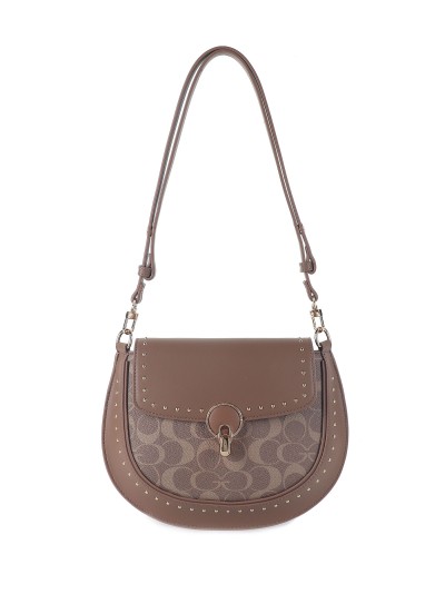 Bolso bandolera estampada solapa tachas