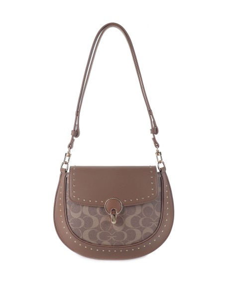 Bolso bandolera estampada solapa tachas