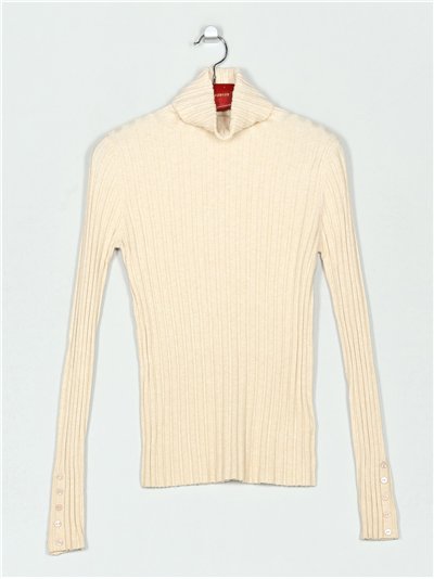 Jersey canalé cuello vuelto