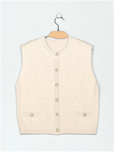 Chaleco punto soft botones dorados
