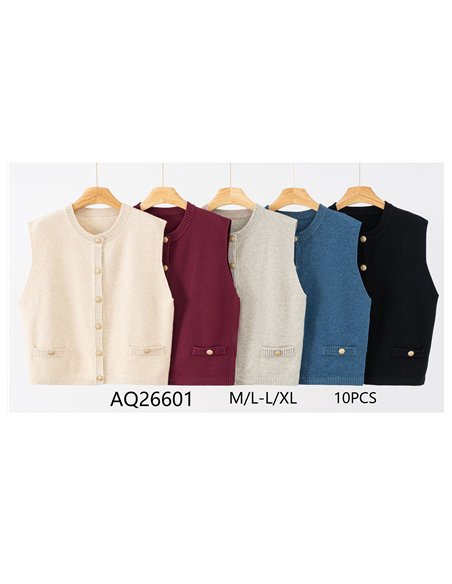 Chaleco punto soft botones dorados