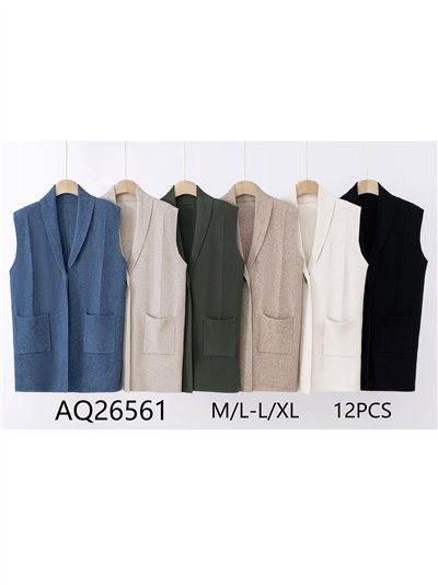 Chaleco punto cálido amplio botón dorado 2