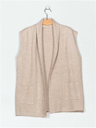 Chaleco punto soft amplio desflecado bolsillos