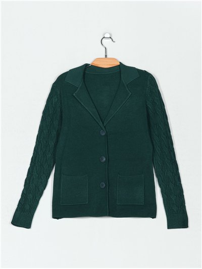 Blazer punto soft manga detalle trenzas