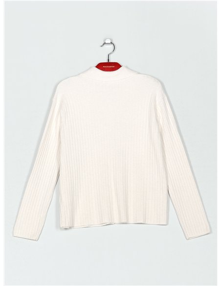 Chaqueta punto soft canalé cuello polo