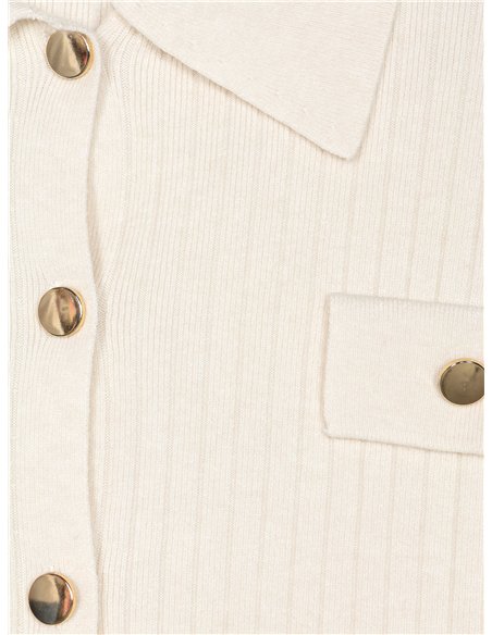 Chaqueta punto soft canalé cuello polo