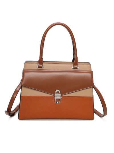 Bolso tote combinado detalle metálico