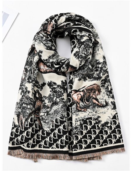 Bufanda estampada desflecada