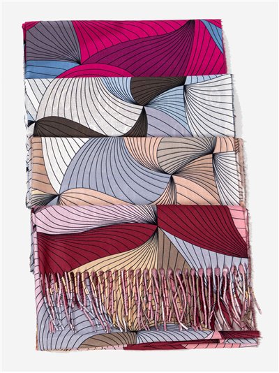 Bufanda estampada reversible flecos