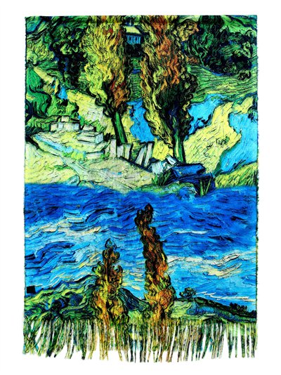 Bufanda cuadros famosos flecos