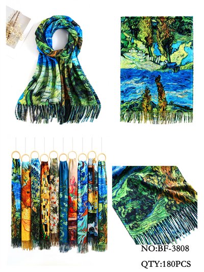 Bufanda cuadros famosos flecos 2