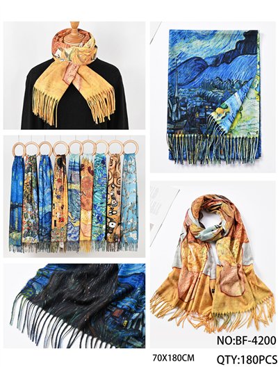 Bufanda cuadros famosos flecos 2