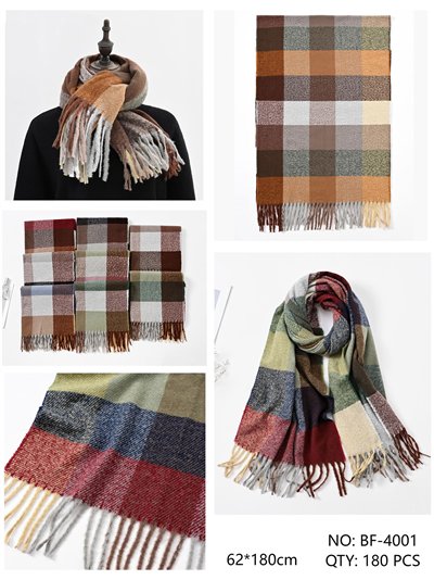 Bufanda cuadros flecos 2