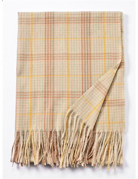 Bufanda cuadros flecos