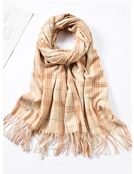 Bufanda cuadros flecos