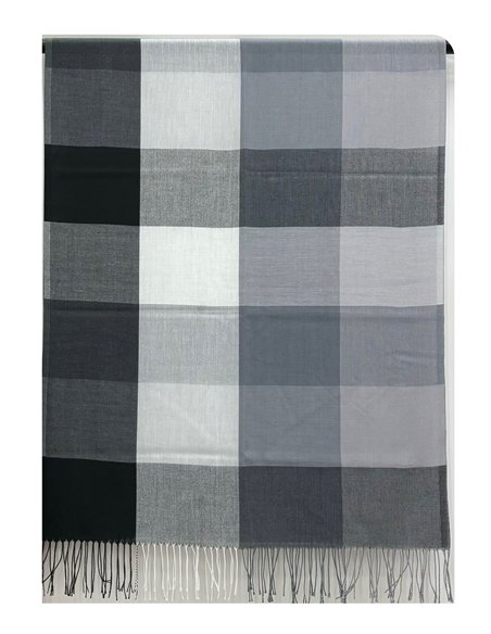 Fular cuadros flecos