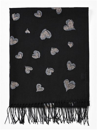 Fular corazoncitos glitter flecos