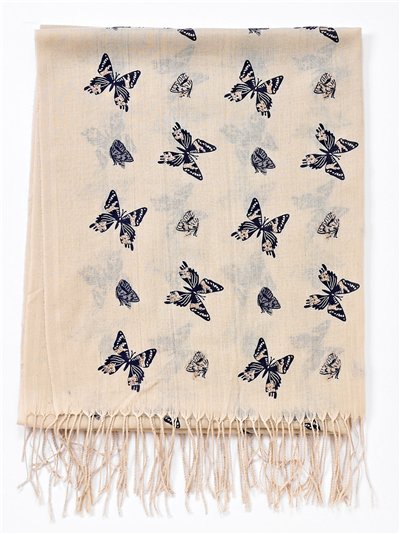 Fular mariposas glitter flecos