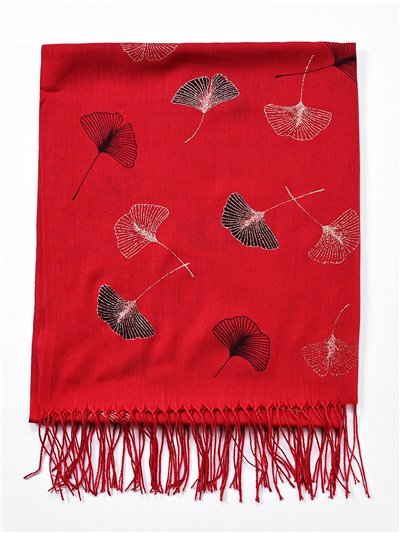 Fular hojas glitter flecos