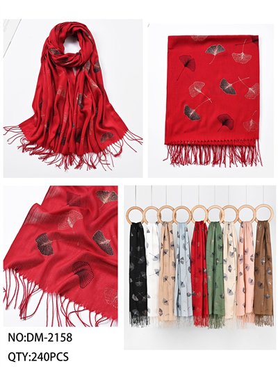 Fular hojas glitter flecos 2