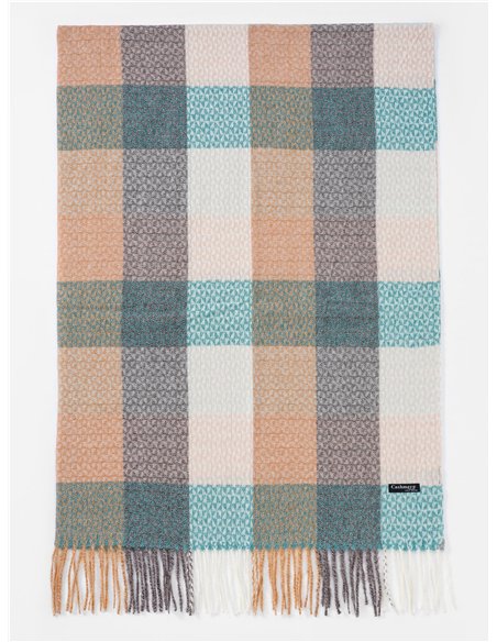 Bufanda cuadros flecos