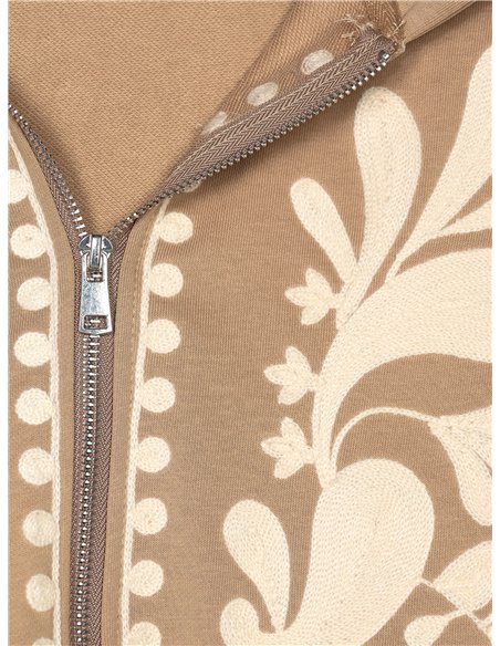 Sudadera bordado floral capucha cremallera