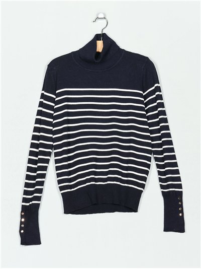 Jersey rayas manga botones cuello vuelto