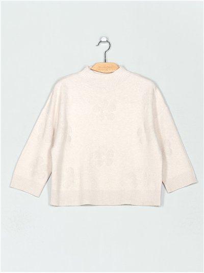 Jersey soft flores relieves cuello perkins