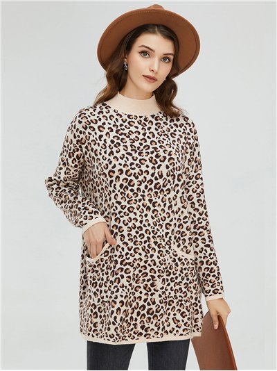Jersey amplio leopardo cuello perkins