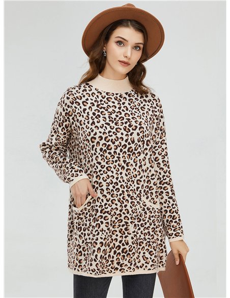 Jersey amplio leopardo cuello perkins