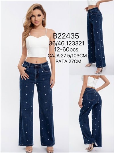 Jeans rectos florecitas bordadas 2