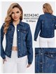 Cazadora denim bordada florecitas talla grande